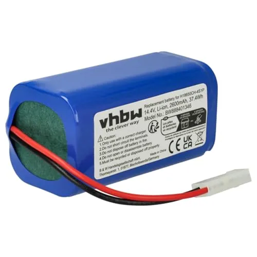 vhbw Akku kompatibel mit Xiaomi Robot Vacuum E12, SKV4136GL, Mi Robot Vacuum Mop Essential Staubsauger (2600 mAh, 14,4 V, Li-Ion)