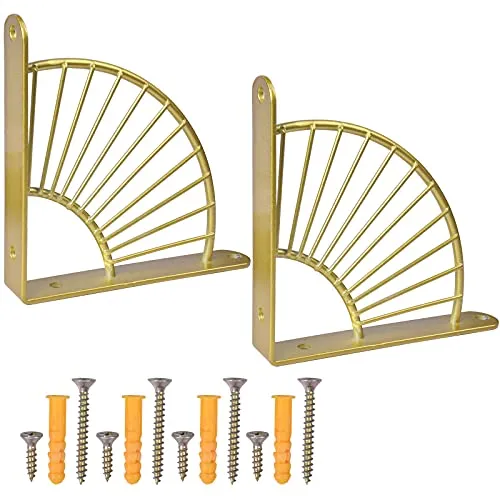 Chstarina Wandhalterung, Wandregal, Dreieck, Winkel, Wandregal, Halterung für Wandregal, aus Holz (Goldfarben)