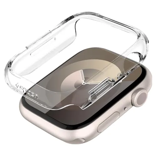 Spigen Thin Fit Hülle für Apple Watch Serie 9 8 7 41mm - Kristallklar, optimaler Kratzer- und Bildschirmschutz mit präzisen Ausschnitten