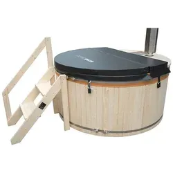 HOME DELUXE Badewanne Hot Tub SKANDI - Sanitäranlagen & Zubehör, luxuriöser Badebottich mit Ofen und Poolabdeckung für entspannende Wellnessmomente im Freien, ideal für Garten oder Terrasse.