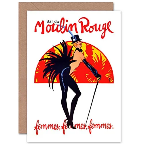 Wee Blue Coo Vintage Moulin Rouge Burlesque Ball Anzeige Paris Theater Weihnachtskarte