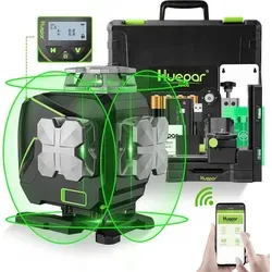 Huepar S04CG 4D 16 Linien Laser Level Selbstnivellierend mit LCD Display, Bluetooth, USB-C Ladeanschluss, IP54 wasserdicht, Akku, EU-Stecker