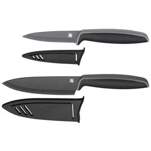 WMF Touch Messerset 2-teilig - Scharfe Küchenmesser mit Schutzhülle - Küchenmesser Set aus Spezialklingenstahl, antihaftbeschichtet für müheloses Schneiden. Ergonomischer Griff und Klingenschutz für sichere Aufbewahrung.