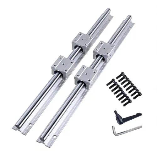 GooEquip Linearführung SBR16 1000mm 2 x Linearschienen und 4 x Lagerblöcke, Linearschienenlänge 1000 mm Linearschienen für Maschinen und automatisierte Geräte (SBR16-1000)