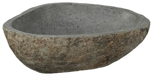 vidaXL Flussstein Waschbecken Hellgrau 46-52 x 35-40 x 15 cm - Rustikales Waschbecken aus echtem Flussstein, langlebig und wasserresistent, ideal für die stilvolle Aufwertung Ihres Badezimmers.