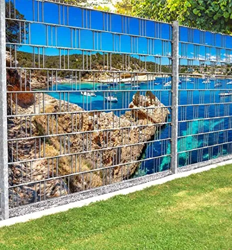 MyMaxxi Infinity Zaunsichtschutz | Strand 02 | Sichtschutz für Doppelstabmattenzaun - Gartensichtschutz mit hochwertigem, vollbedrucktem Motiv. Einfache Montage ohne Werkzeug für sofortigen Sichtschutz und Wetterbeständigkeit. Made in Germany!