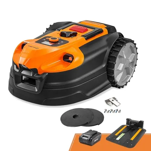 LawnMaster VBRM18AMIDR Mähroboter ohne Begrenzungskabel - Mähroboter für Rasenflächen bis 500 m², mit optischer Navigation, automatischer Ladestation und verbotenen Zonen-Funktion – ideal für einen gepflegten Garten ohne Kabelverlegung.