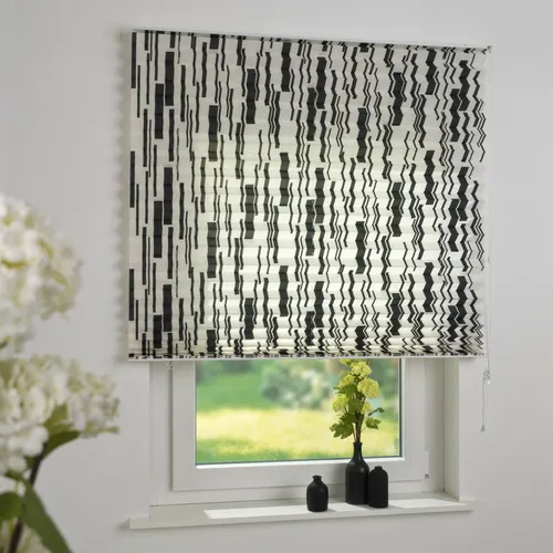 Liedeco Plissee Jalousie Faltrollo Grafik Fenster Tür 80 x 175 cm schwarz/weiß
