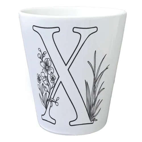 Floral Buchstabe X Blumentopf zum Ausmalen für Kunstliebhaber