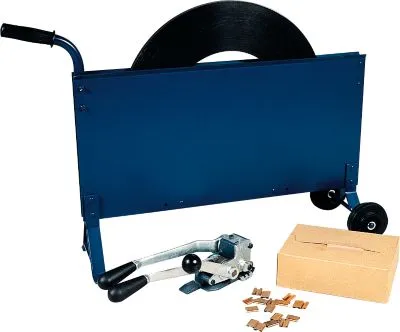 Umreifungsset mit 16 mm Verpackungsstahlband - Praktisches Umreifungsset mit 16 mm Stahlband für sichere Verpackungslösungen. Ideal für die Materialbeförderung und bietet zuverlässigen Halt.