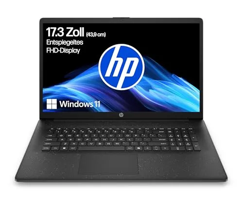 HP Laptop 17,3" FHD, AMD Ryzen 3, 8 GB RAM, 512 GB SSD, Windows 11 - Großes 17,3-Zoll FHD Display für brillante Bilder, ideal für Multimedia und Office. Mit leistungsstarkem AMD Ryzen 3 Prozessor und schneller SSD für flüssiges Arbeiten. Inklusive 25 GB Dropbox-Speicher für 12 Monate.
