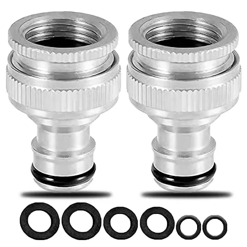 Messing Schlauch Wasserhahn Connector Adapter, 3/4 Zoll und 1/2 Zoll 2 in 1 Messing Weibliche Wasserhahn Connector - für Schlauch, Gewinde Wasserhahn Adapter (Silber)