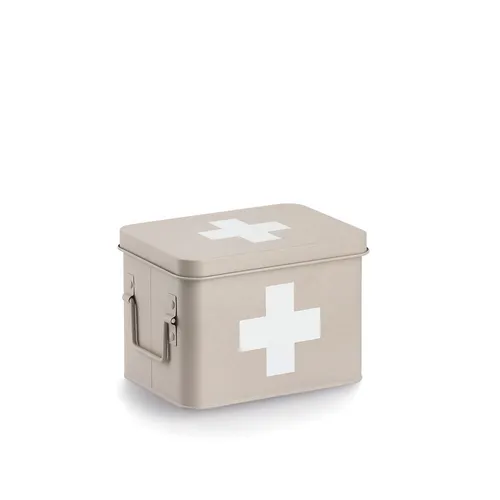 Zeller Medizinbox Metall beige - Dekokörbe aus Metall, stilvolle und praktische Aufbewahrungslösung für Medikamente und Erste-Hilfe-Utensilien, ideal für jedes Zuhause.