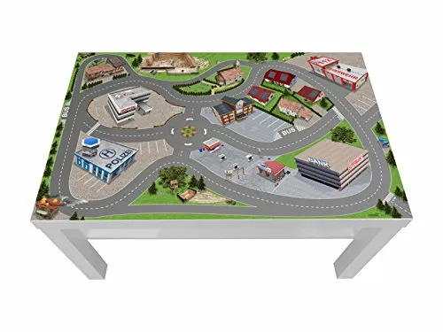 Stadt/City/Auto/Straße Möbelfolie/Aufkleber - LCK05 - passgenau für den Lack Couchtisch (90 x 55 cm) von IKEA - In wenigen Minuten zum einzigartigen Spieltisch für Kinder! (Möbel Nicht inklusive)