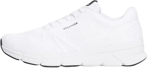 Tommy Hilfiger MODERN COMFORT RUN KNIT Sneaker, Freizeitschuh, Halbschuh, Schnürer mit weich gepolstertem Schaftrand weiß 42 EU