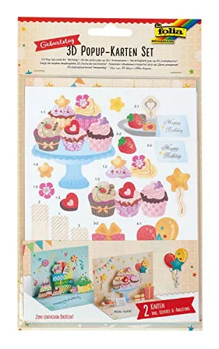 FOLIA BASTELSET 3D POPUP KARTEN GEBURTSTAG NEU