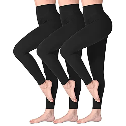 SINOPHANT Leggings Damen High Waist - Blickdicht Leggins mit Bauchkontrolle für Sport Yoga Gym(3 Schwarz,S-M)