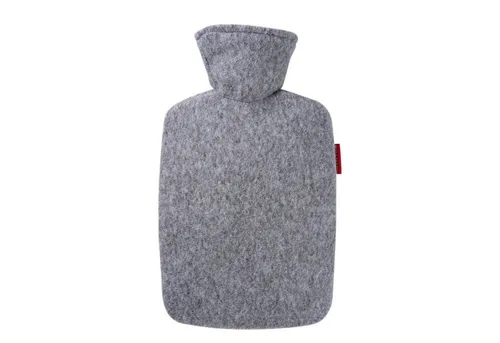 Hugo Frosch Wärmflasche - Wärmflasche Klassik 1,8 l mit Strickbezug Filzoptik, Made in Germany - grau-melange