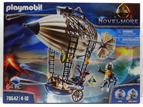 PLAYMOBIL Novelmore 70642 Darios Zeppelin - 64-teiliges Ritter-Spielset mit drehbarem Propeller und 3 schussfähigen Kanonen, ideal für kreative Abenteuer ab 4 Jahren