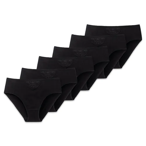 Cotton Essentials 6P Damen Slip von SCHIESSER - Damen Tai-Slips im praktischen Sechserpack aus feiner Baumwolle. Hoher Tragekomfort durch atmungsaktive Qualität und liebevolle Details wie bestickter Einsatz und Mäusezähnchen-Borte.