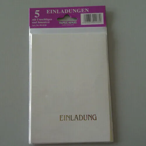 Einladungskarten m Goldschrift Hochzeit Taufe 5er Set B