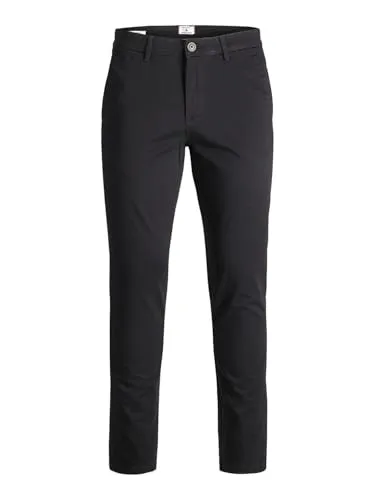 JACK & JONES Slim Fit Chino Pants - Bequeme Baumwollhose für Herren, ideal für Freizeit und Outdoor-Aktivitäten. Verfügbar in Schwarz und verschiedenen Längen.
