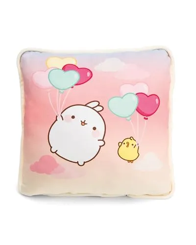 Nici Kissen Molang bunt 30 x 30 cm - Kissen für Baby und Kinder, kuschelweicher Plüsch mit Molang und Piu Piu Motiv, maschinenwaschbar bis 30°C – ideal zum Kuscheln und Dekorieren!