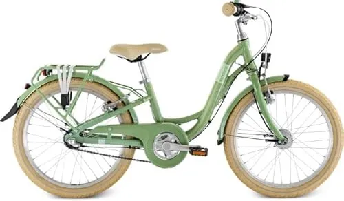 SKYRIDE 20-3 CLASSIC Retro Green - Kinderfahrrad für 6- bis 8-Jährige, leichter Aluminiumrahmen und zuverlässige V-Brakes für Sicherheit und Komfort beim Fahren.