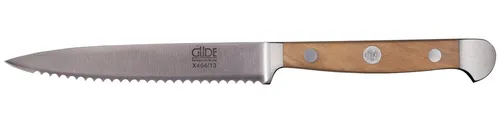GÜDE Tomatenmesser ALPHA OLIVE - 13 cm, Handmade in Germany - Obstmesser & Gemüsemesser mit 13 cm Klingenlänge, geschmiedet aus X50CrMoV15 Stahl, perfekt für präzises Schneiden von Tomaten und anderen Lebensmitteln dank Wellenschliff.