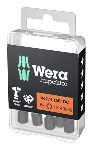 Wera Bit-Sortiment Bit-Box Impaktor 1/4" DIN 3126 E6,3 T40 x 50 mm 5er Pack - 5157667001