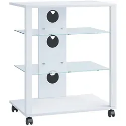VCM TV-Rack Folas 918994, mobil und elegant - TV-Halterung mit Rollen für einfache Mobilität, große Abstellflächen und elegantes Glasregal, ideal für jeden Wohnraum.