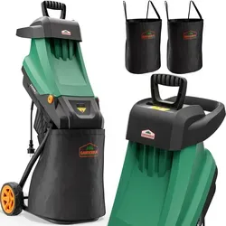 Gardebruk Messerhäcksler 3100 W - Häcksler mit max. 45 mm Aststärke, leistungsstark und leise, ideal für die effiziente Gartenabfallverwertung. Inklusive 2x 50 L Beutel für einfachen Transport.