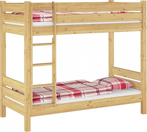 ERST-HOLZ Etagenbett Stockbett für Erwachsene aus Kiefer 100 x 190 - Stabiles Etagenbett aus europäischer Kiefer, ideal für Erwachsene und gewerbliche Nutzung. Mit extra breiter Leiter und Sicherheitsmerkmale für besten Komfort.