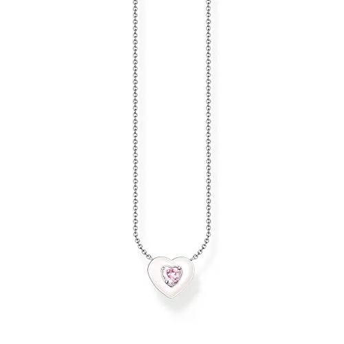THOMAS SABO Herz Kette mit pinkem Zirkonia Stein - Ketten mit Anhänger, handgefertigt aus Silber 925, mit einem funkelnden pinken Zirkonia Stein – das perfekte modische Accessoire für jeden Anlass.
