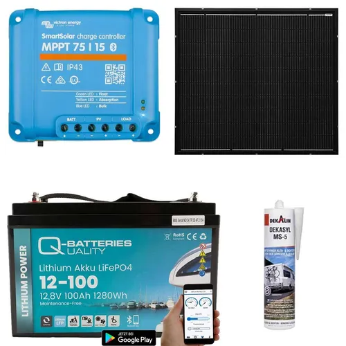 a-TroniX Solaranlage Wohnmobil 220W mit Lithium Batterie - Caravan-Zubehör für autarkes Reisen: Komplettpaket mit 220W Solarpanel, 100Ah Lithium Batterie und Victron MPPT Laderegler für optimale Energieversorgung unterwegs.