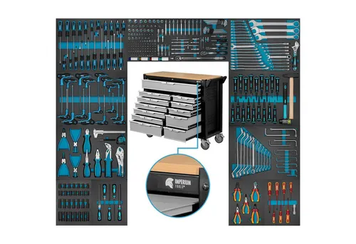Imperiumtools Werkzeugwagen il Grande, 12 gefüllte Schubladen - Werkstattwagen mit 12 Schubladen, ideal für Profi- und Hobbyhandwerker. Robustes Metalldesign, bietet viel Stauraum und Ordnung in der Werkstatt.