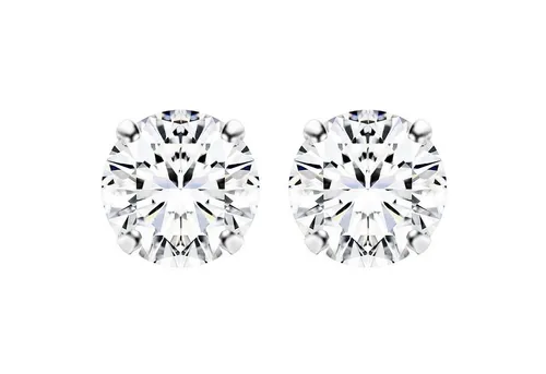 LÖB Damen Ohrstecker 925 Silber mit einem Zirkonia Strass Glitzer Stein Stecker Ohrringe Diamant Form Rund Klein Weiß 6mm | Geschenke für Frauen Sie Ehefrau Beste Freundin Mama Mutter