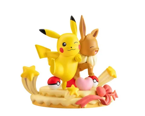 Funism Dekofigur Funism Prime Figure - Eevee und Pikachu Party Figur - ca. 13 cm hoch, aus robustem PVC, ideal für Sammler und Fans von Actionfiguren.