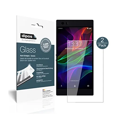 dipos I 2X Displayschutz klar kompatibel mit Razer Phone Schutzfolie 9H Anti-Shock