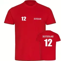 multifanshop T-Shirt Kinder Deutschland - Trikot 12 - Boy Girl rot 176