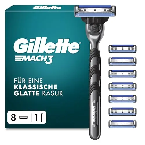 Gillette Mach3 Nassrasierer - Präzisionsrasierer mit 3 Klingen für eine gründliche und sanfte Rasur, ideal für täglich gepflegte Haut.