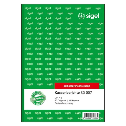 SIGEL Kassenbericht/Bestandsrechnung Formularbuch SD007