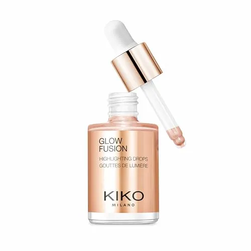 KIKO Milano Glow Fusion Highlighting Drops 02, Flüssiger Highlighter Für Das Gesicht Mit Metallic-Finish
