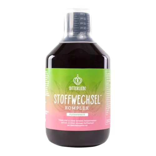 BitterLiebe Stoffwechsel Shot 500 ml - Nahrungsergänzungsmittel zur Stoffwechselkur mit Mariendistel, Artischocke und L-Carnitin. Unterstützt den Stoffwechsel und enthält wertvolle Bitterstoffe sowie Zink und Cholin.