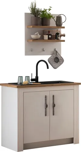 KOCHSTATION Küche KS-Westminster, 96 cm Breite, ohne E-Geräte - Küchenzeile in pinie weiß mit höhenverstellbaren Einlegeböden, ideal für individuelles Kochen und Gestaltung. Made in Europe und perfekt für jedes Zuhause.