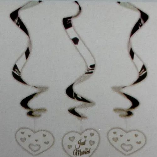 Folat Spirale zum Aufhängen Dekoration – Just Married (3 Stück)