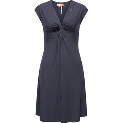 Jerseykleid RAGWEAR "Comfrey Solid", Damen, Gr. M (38), Normalgrößen, blau (navy), Material: 48% Viskose, 47% Polyester, 5% Elasthan, feminin, figurumspielend knieumspielend, tiefer V-Ausschnitt, Kurzarm weit normaler Saum, Kleider, stylisches Sommerkleid mit tiefem V-Ausschnitt