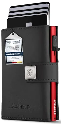 SF SCOFIELD Trinity Premium Slim Wallet mit Münzfach - Kreditkartenhülle für Herren mit Platz für bis zu 12 Karten und RFID Schutz gegen Datendiebstahl, aus hochwertigen Materialien gefertigt.
