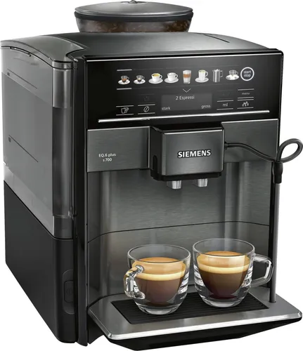 SIEMENS TE657509DE EQ6 Plus s700 - Kaffeevollautomat Schwarz, mit Milchschlauch für perfekten Kaffeegenuss auf Knopfdruck