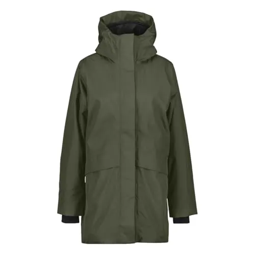 Didriksons Cajsa 6 Damen Parka - Größe 44, Farbe: Deep Green - Funktionsjacke mit verstellbarer Kapuze, Knopfleiste und zwei Fronttaschen, ideal für wechselhaftes Wetter und Outdoor-Aktivitäten.